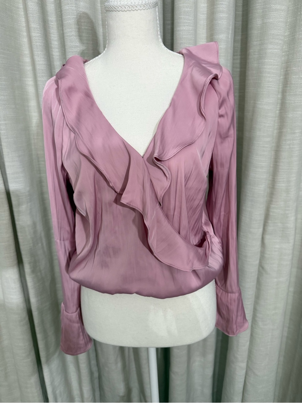 a new day Ruffled V-Neck Blouse - Mauve Pink